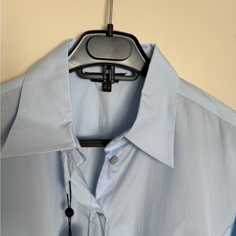 Massimo Dutti Pale Blue Cotton Dress Shirt - Size 38 - BNWT - Picture 3 of 9